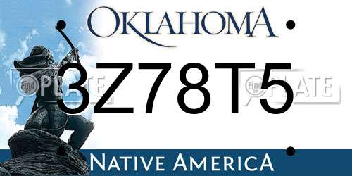 3Z78T5 Oklahoma License Plate