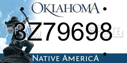 3Z79698 Oklahoma License Plate