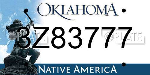 3Z83777 Oklahoma License Plate