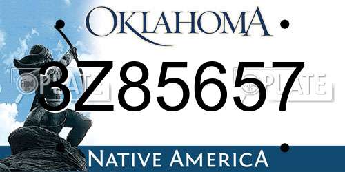 3Z85657 Oklahoma License Plate