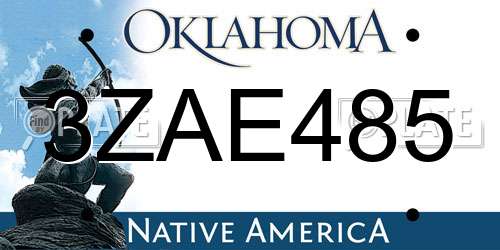 3ZAE485 Oklahoma License Plate