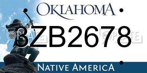 3ZB2678 Oklahoma License Plate