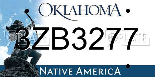 3ZB3277 Oklahoma License Plate