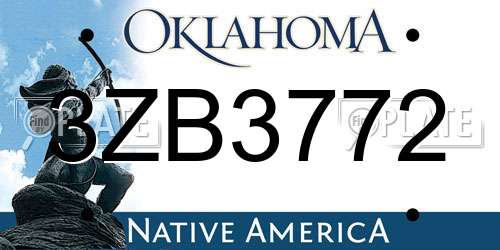3ZB3772 Oklahoma License Plate