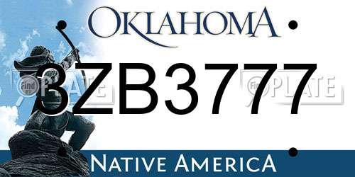 3ZB3777 Oklahoma License Plate