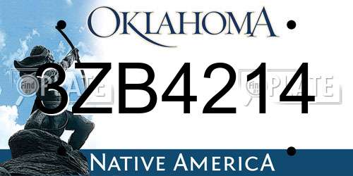 3ZB4214 Oklahoma License Plate