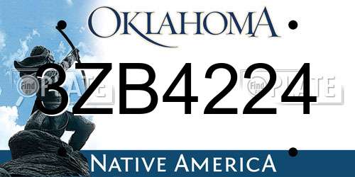 3ZB4224 Oklahoma License Plate