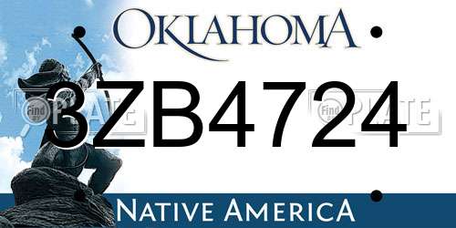 3ZB4724 Oklahoma License Plate