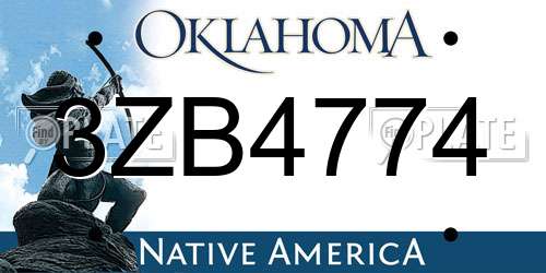 3ZB4774 Oklahoma License Plate