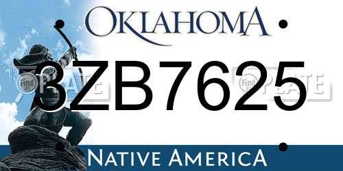 3ZB7625 Oklahoma License Plate