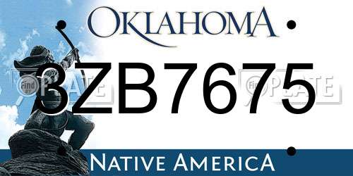 3ZB7675 Oklahoma License Plate