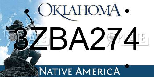 3ZBA274 Oklahoma License Plate