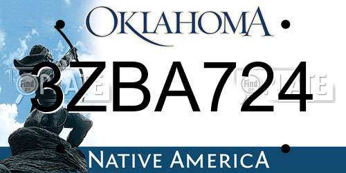 3ZBA724 Oklahoma License Plate