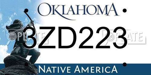 3ZD223 Oklahoma License Plate