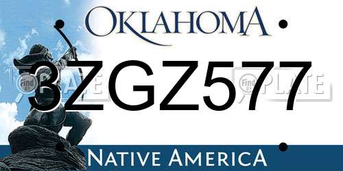 3ZGZ577 Oklahoma License Plate