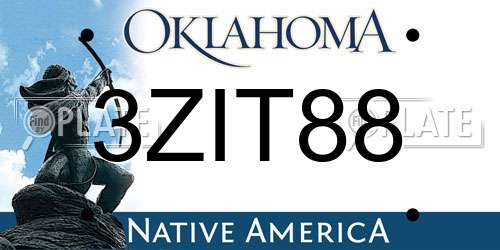 3ZIT88 Oklahoma License Plate