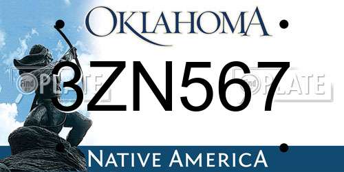 3ZN567 Oklahoma License Plate
