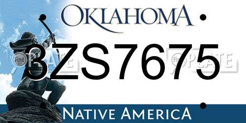 3ZS7675 Oklahoma License Plate
