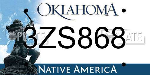 3ZS868 Oklahoma License Plate
