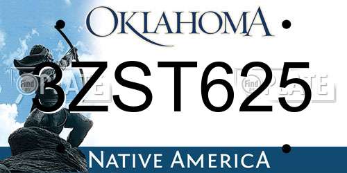 3ZST625 Oklahoma License Plate