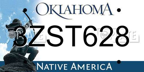 3ZST628 Oklahoma License Plate