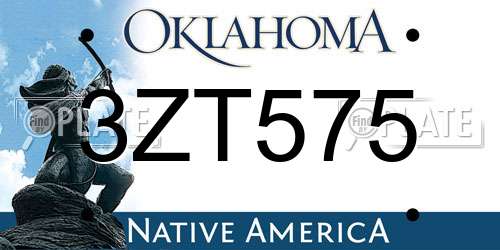 3ZT575 Oklahoma License Plate