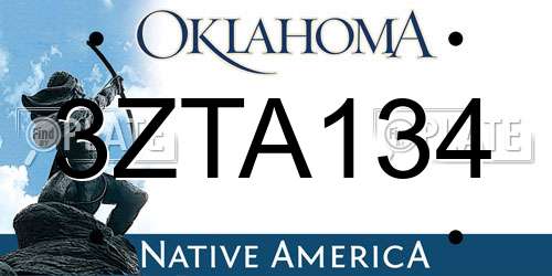 3ZTA134 Oklahoma License Plate