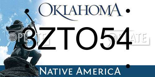 3ZTO54 Oklahoma License Plate