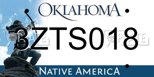 3ZTS018 Oklahoma License Plate