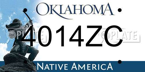 4014ZC Oklahoma License Plate