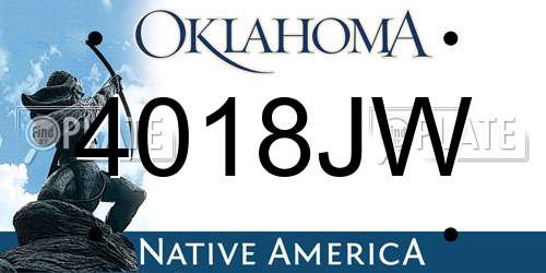 4018JW Oklahoma License Plate