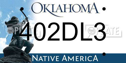 402DL3 Oklahoma License Plate