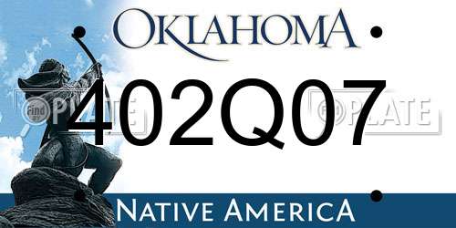 402Q07 Oklahoma License Plate