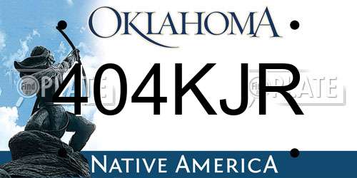 404KJR Oklahoma License Plate