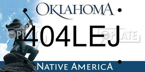 404LEJ Oklahoma License Plate