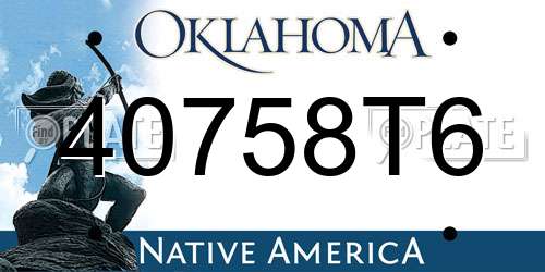 40758T6 Oklahoma License Plate