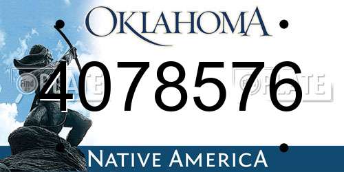 4078576 Oklahoma License Plate