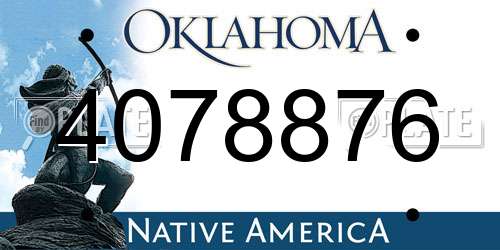 4078876 Oklahoma License Plate