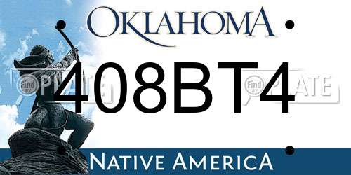 408BT4 Oklahoma License Plate