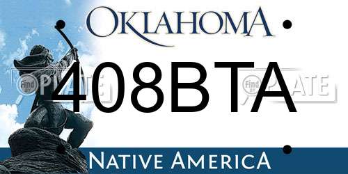 408BTA Oklahoma License Plate