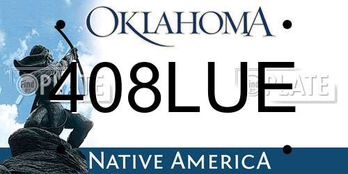 408LUE Oklahoma License Plate