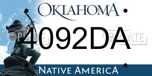 4092DA Oklahoma License Plate