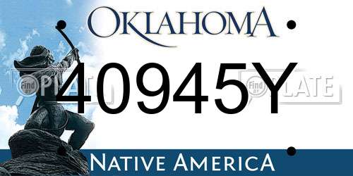 40945Y Oklahoma License Plate