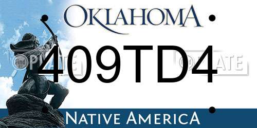 409TD4 Oklahoma License Plate
