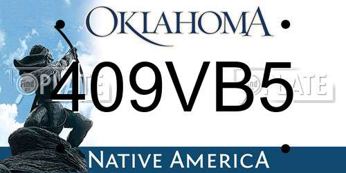 409VB5 Oklahoma License Plate
