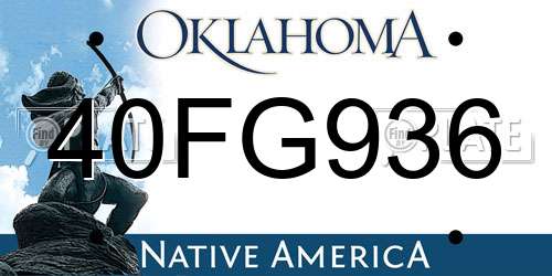 40FG936 Oklahoma License Plate