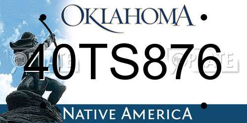 40TS876 Oklahoma License Plate