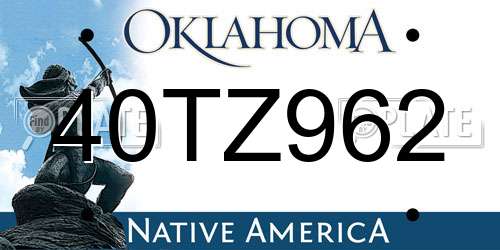 40TZ962 Oklahoma License Plate