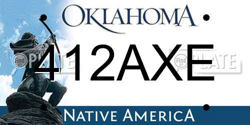 412AXE Oklahoma License Plate