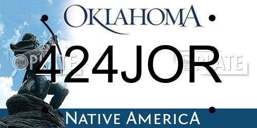 424JOR Oklahoma License Plate